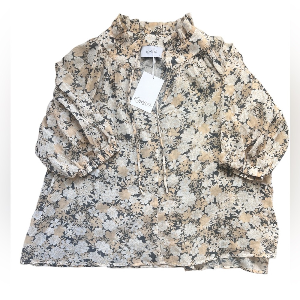 Esmaeé Floral Ruffle Collar 3/4 Sleeve Sundance Blouse NWT | Medium